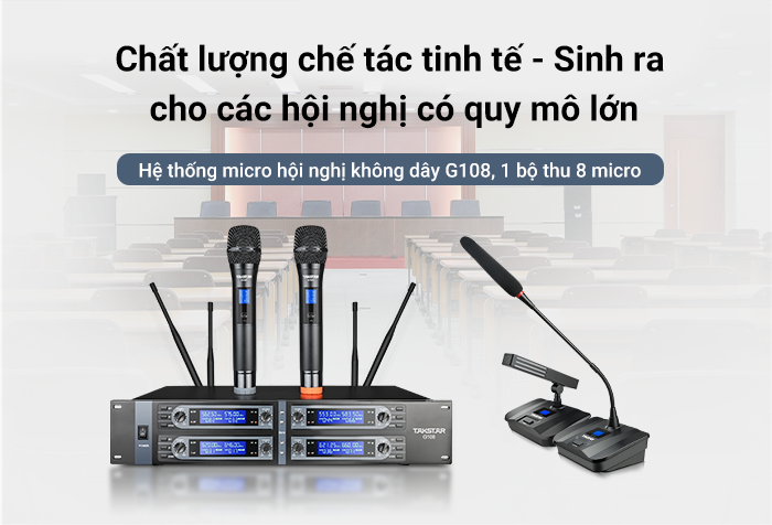 Thông tin triển lãm | Hệ thống micro hội nghị không dây G108, 1 bộ thu 8 micro