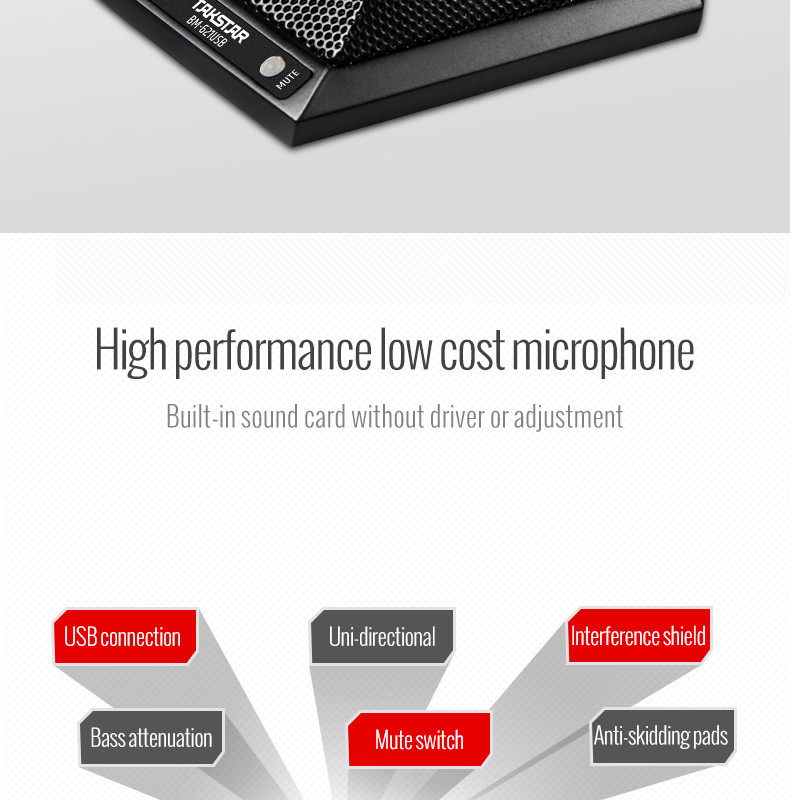 Takstar BM-630USB  USB Boundary Microphone, Plug & Play, 360